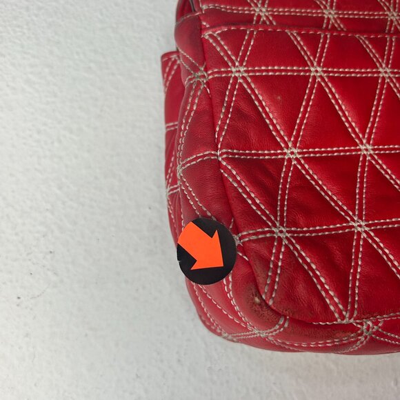 Michael Kors Sloan Quilted Stud red leather white Clutch Shoulder bag chain link - Picture 12 of 13